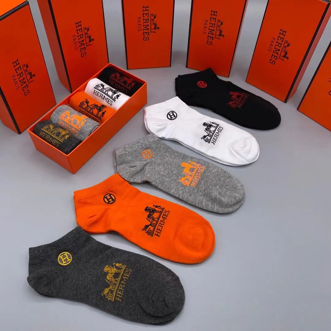 Summer Thin Short Socks Men's Socks Women's Socks Universal Deodorant Sweat-Absorbent Casual Couple High-Quality Gift Box 5 Pairs