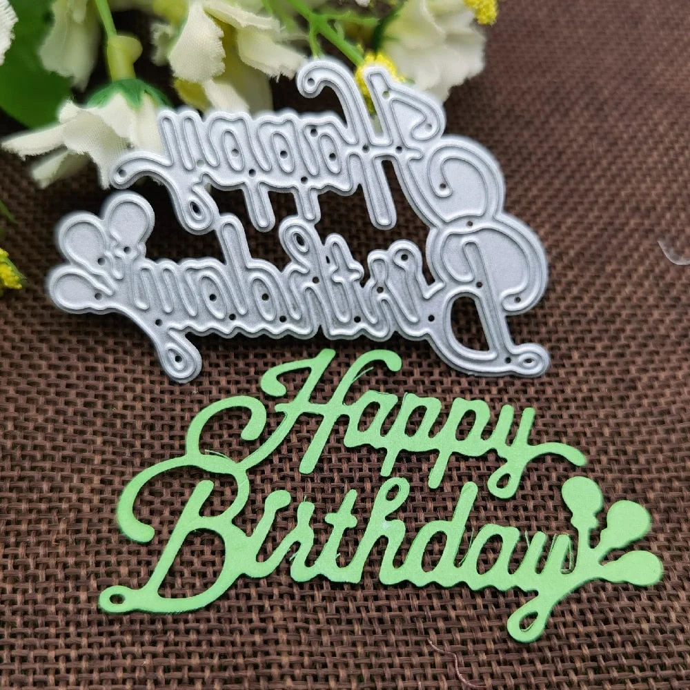 New beautiful Wish letters happy birthday Metal cutting dies Stencil Scrapbooking Photo Album Card Paper Embossing Craft DIY Die