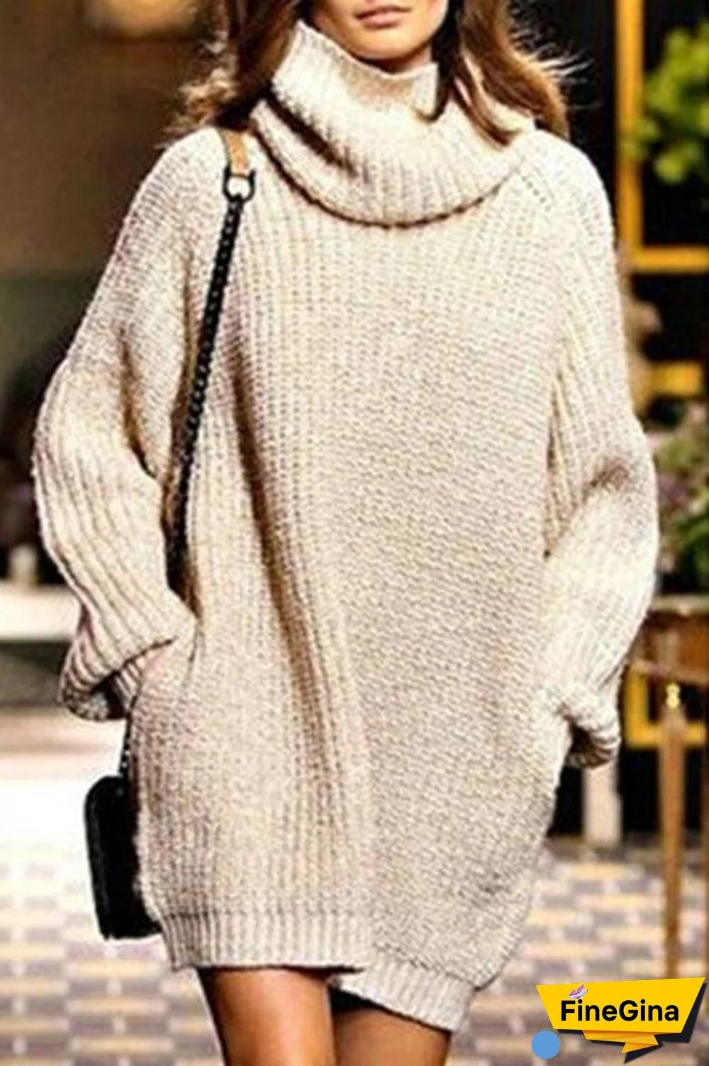 High Neck Loose Pocket Sweater