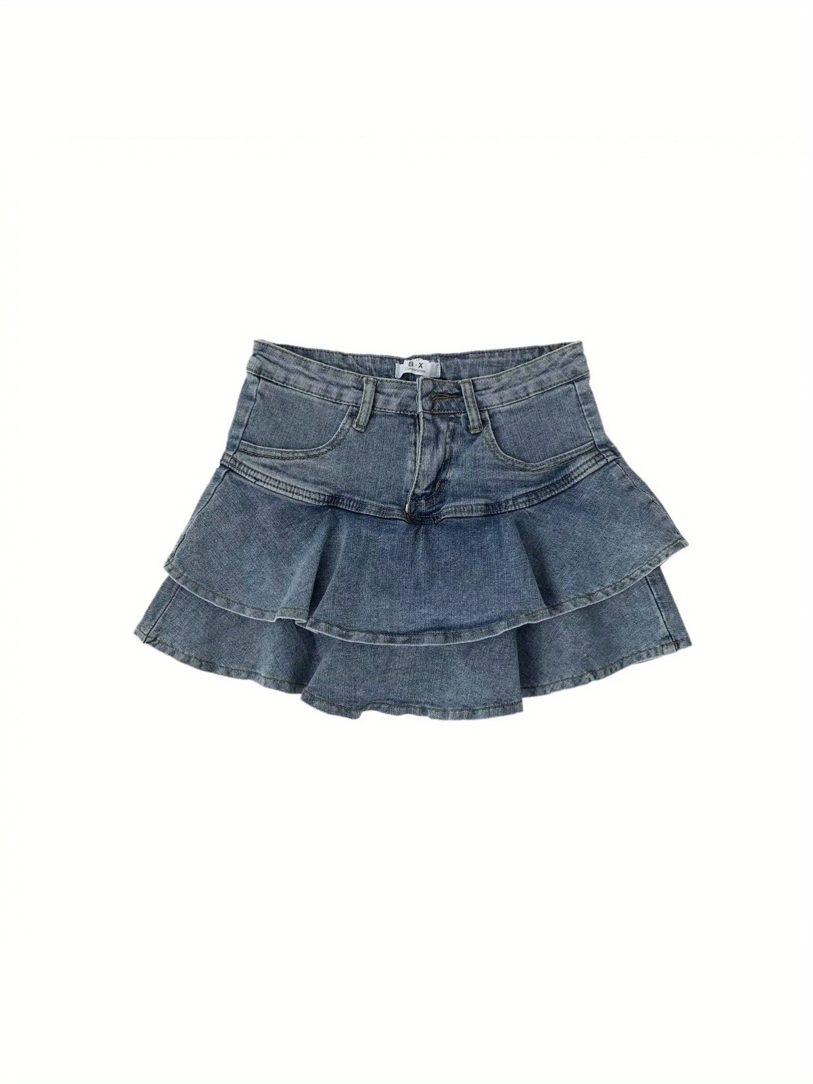 Womens High Waist Skinny Denim Skirt-Non-Stretchy Belt Loops Structured A-Linear | IFYHOME