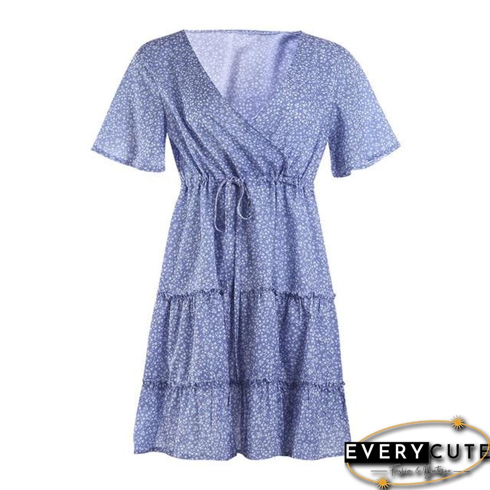 Floral Ruffle Short Mini Dress