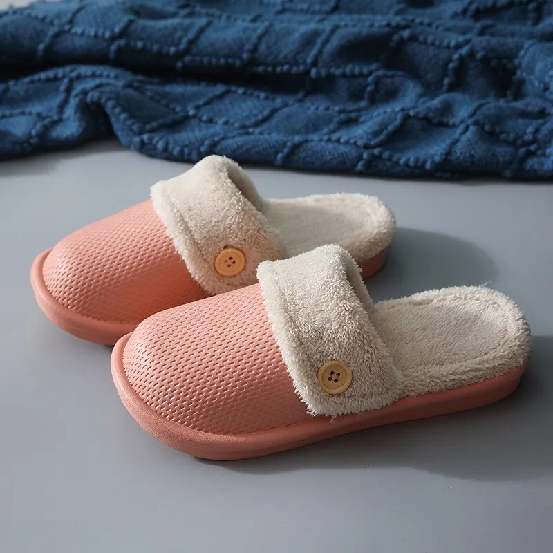 Eva Plush Lining Warmth Home Slippers Autumn Winter Wear Waterproof Thick-Soled Non-Slip Slippers Indoor Household Couple Shoes