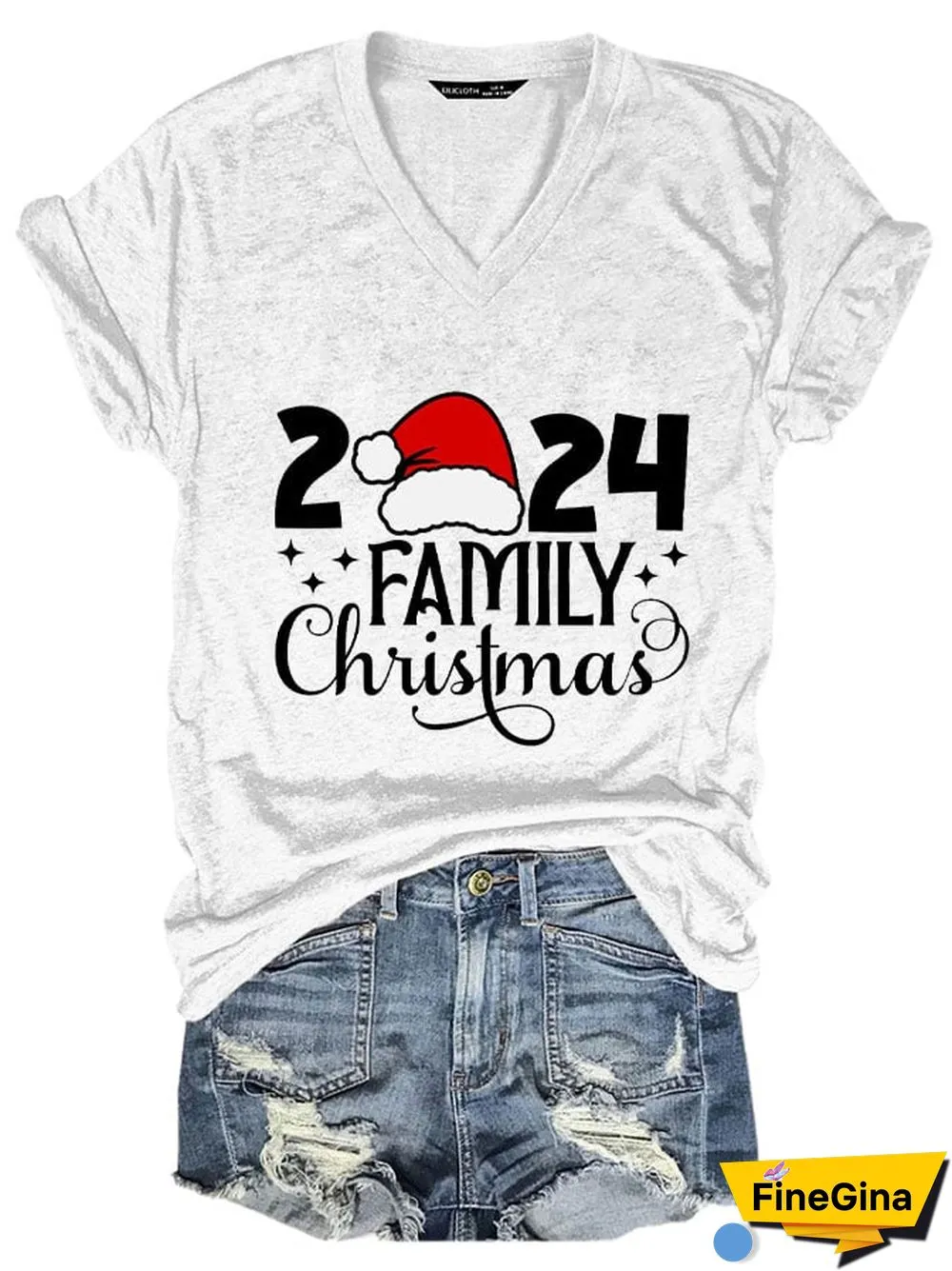 Women's 2024 Family Christmas V-Neck T-Shirt