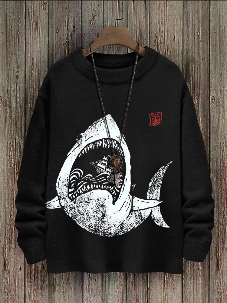 Cruel Shark Japanese Lino Art Knit Sweater