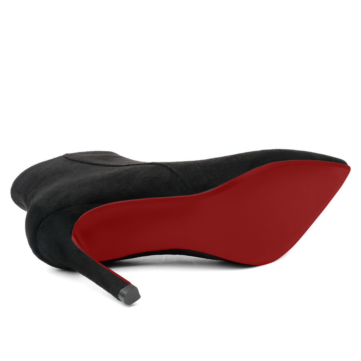 100mm Women's High Heels Pointed Toe Zipper Red Bottoms Boots-MERUMOTE