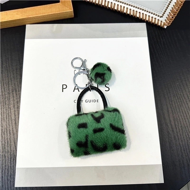 Vintage Style Korean Style Leopard Faux Fur Alloy Women’s Bag Pendant Keychain