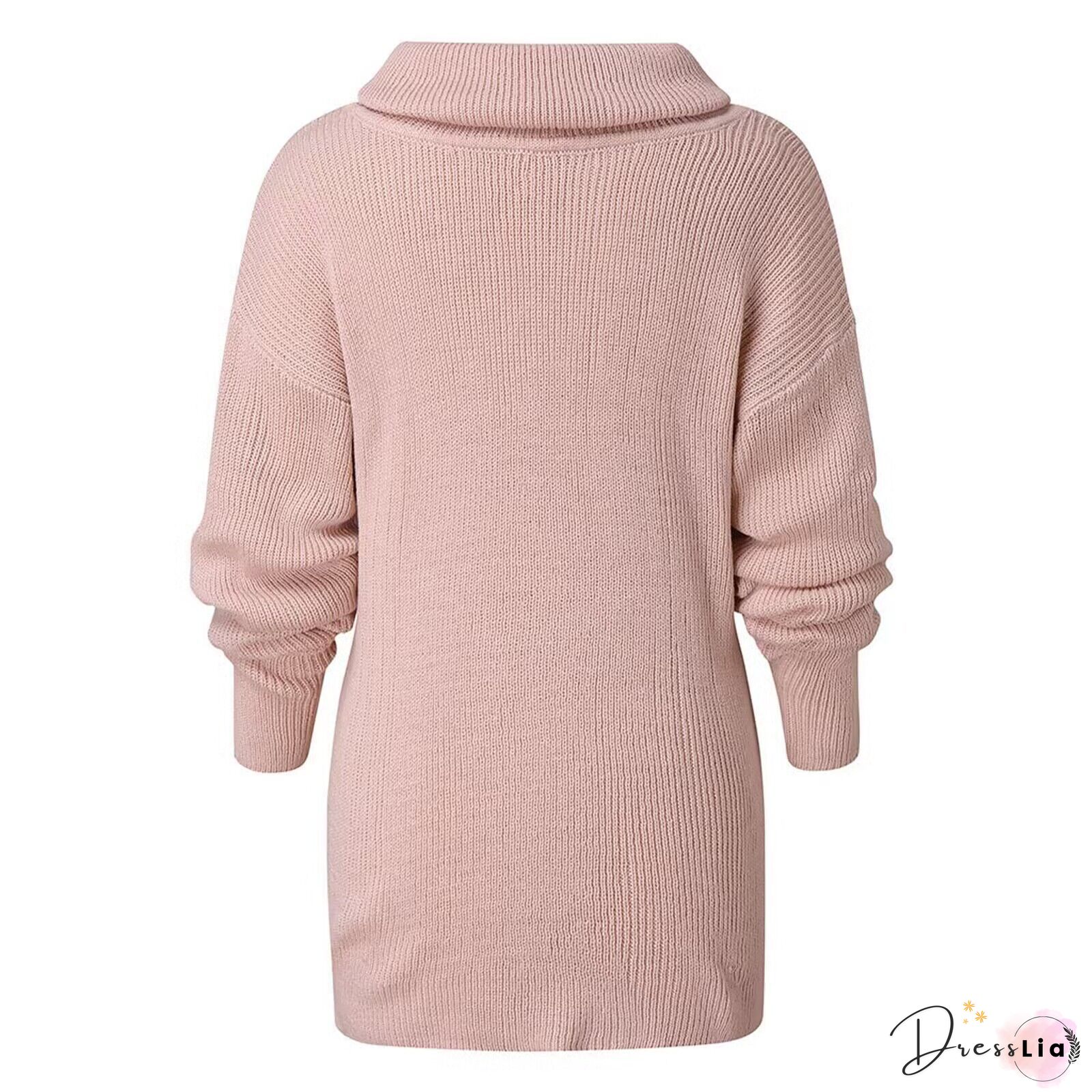Casual Turtleneck Plain Loose Sweater
