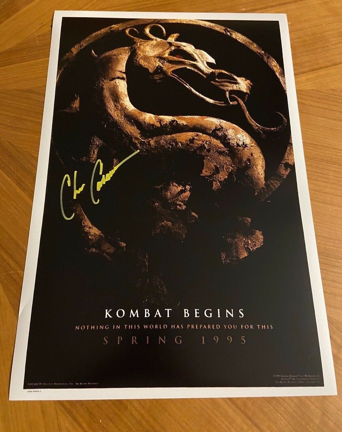 * CHRIS CASAMASSA * signed 12x18 poster * MORTAL KOMBAT * SCORPION * PROOF 8