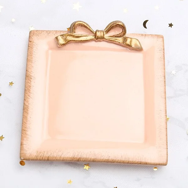 1PCS Resin rectangle Bowknot plates ice cream bowls Decoration Crafts Snack candy storage tray Jewelry dish Snack dish Gifts