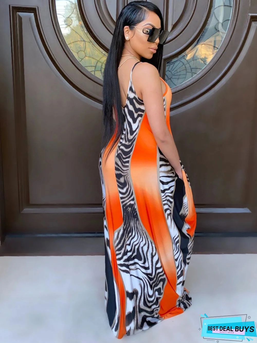 Suspender Skirt Striped Pocket Loose Women's Dress