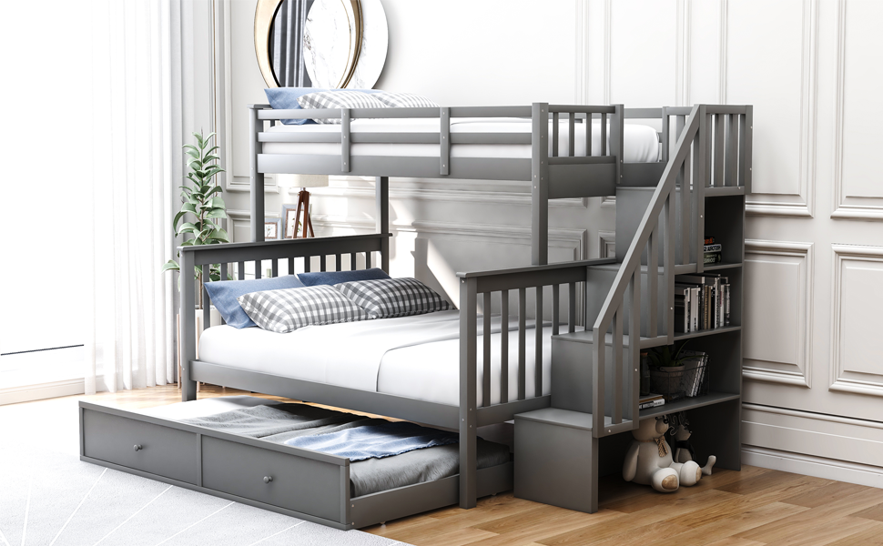 grey stairway bunk bed