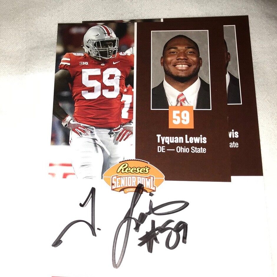 Tyquan Lewis Signed Auto 2018 Senior Bowl Football Card Ohio State