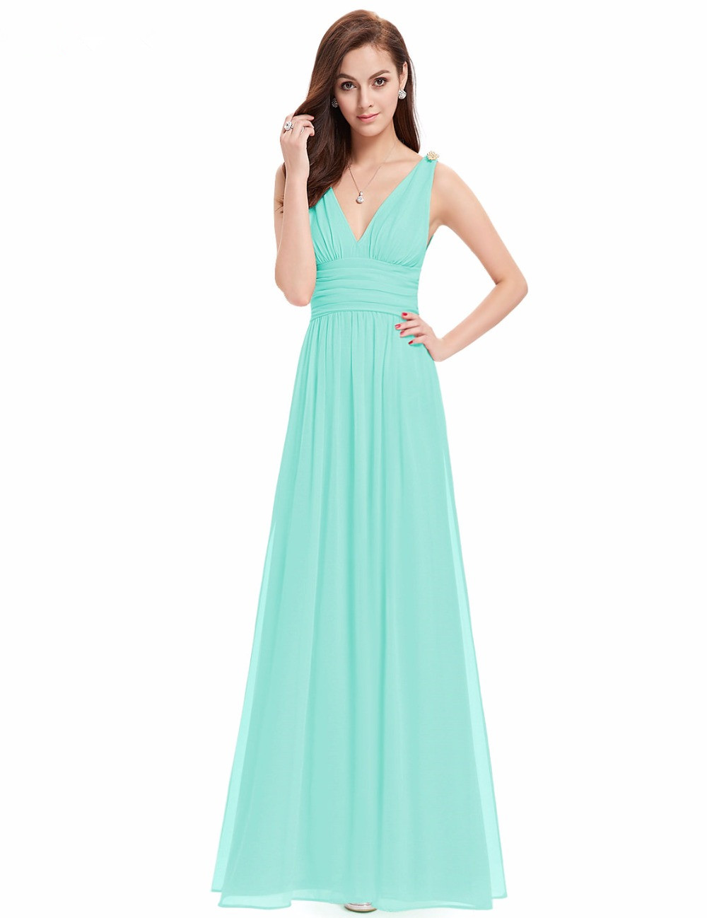 Bellasprom V-Neck Prom Dress Long Sleeveless Evening Party Gowns Chiffon