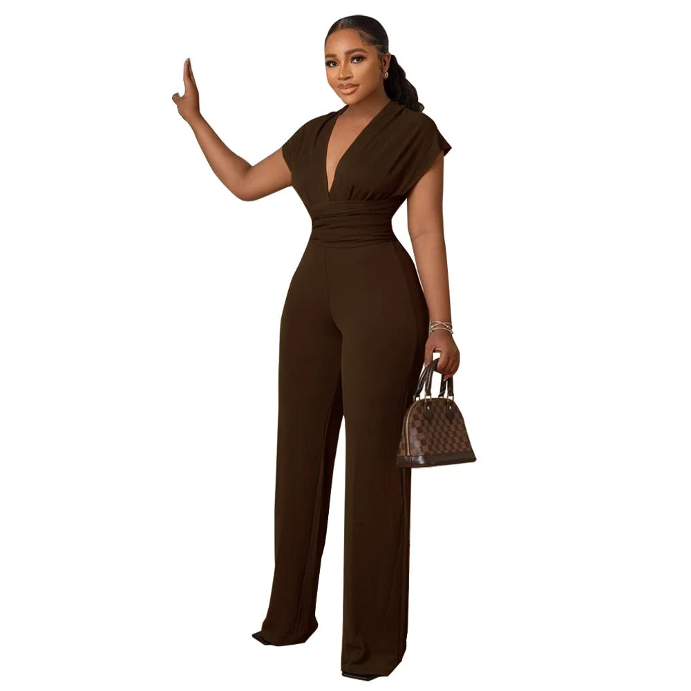CM.YAYA Elegant Women Halter Neck High Waist Tunic Straight Jumpsuit 2022 Summer INS Sexy Night Party One Piece Overall Playsuit