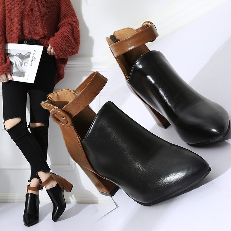 Comemore New 2021 2022 Autumn Winter New High Ankle Booties Woman Ladies Women's Boots Women High Heels Leather Dress Shoes Goth