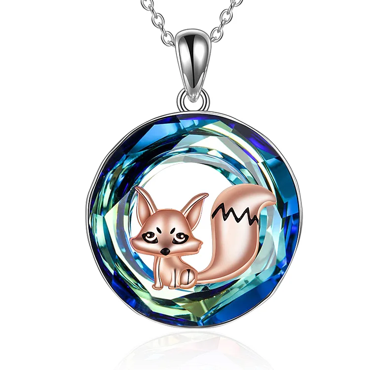 Fox Crystal Circle Necklace