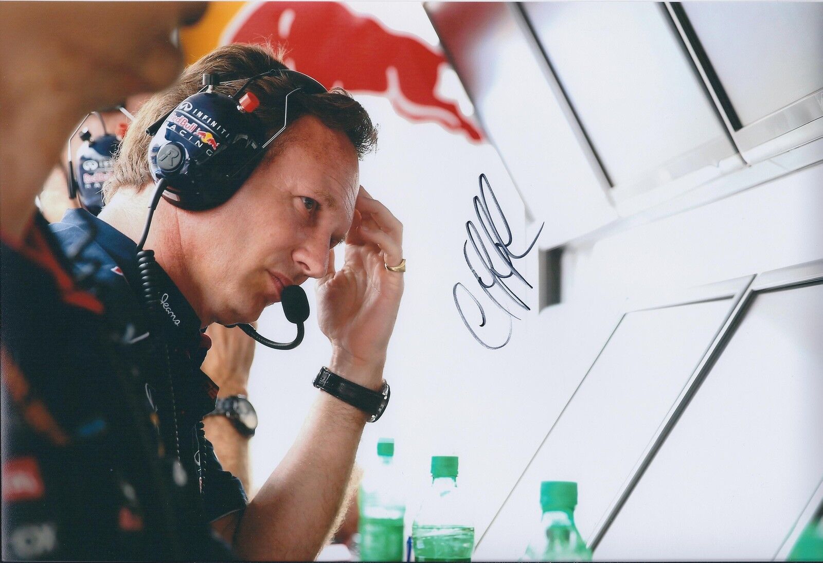 Christian Horner SIGNED Red Bull Race Control AUTOGRAPH 12x8 Photo Poster painting AFTAL COA