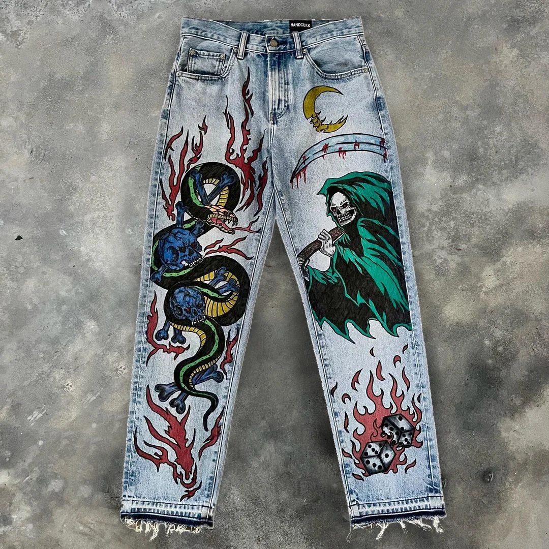 Limited Edition Reaper Casual Street Dark Denim Jeans