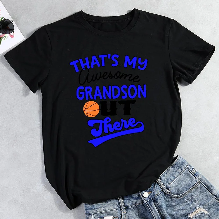 My grandson out there Round Neck T-shirt-Annaletters