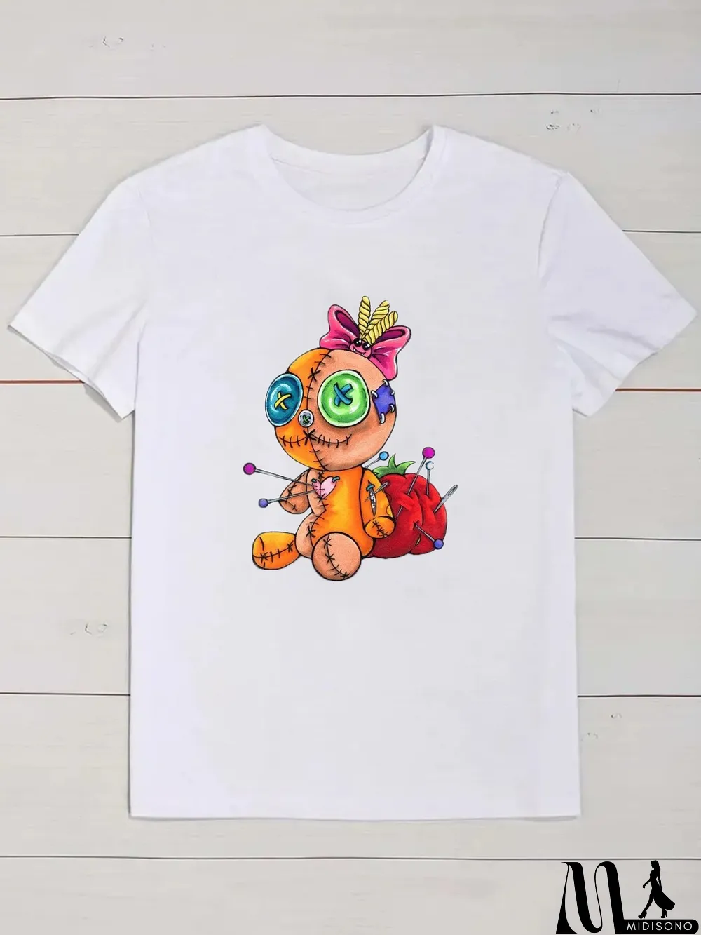 MidiSono - Plus Size Casual Cartoon Print Short Sleeve T-shirt