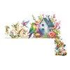 fleur en bois et porte de maison d’oiseau coin autocollant-bricolage autocollant
