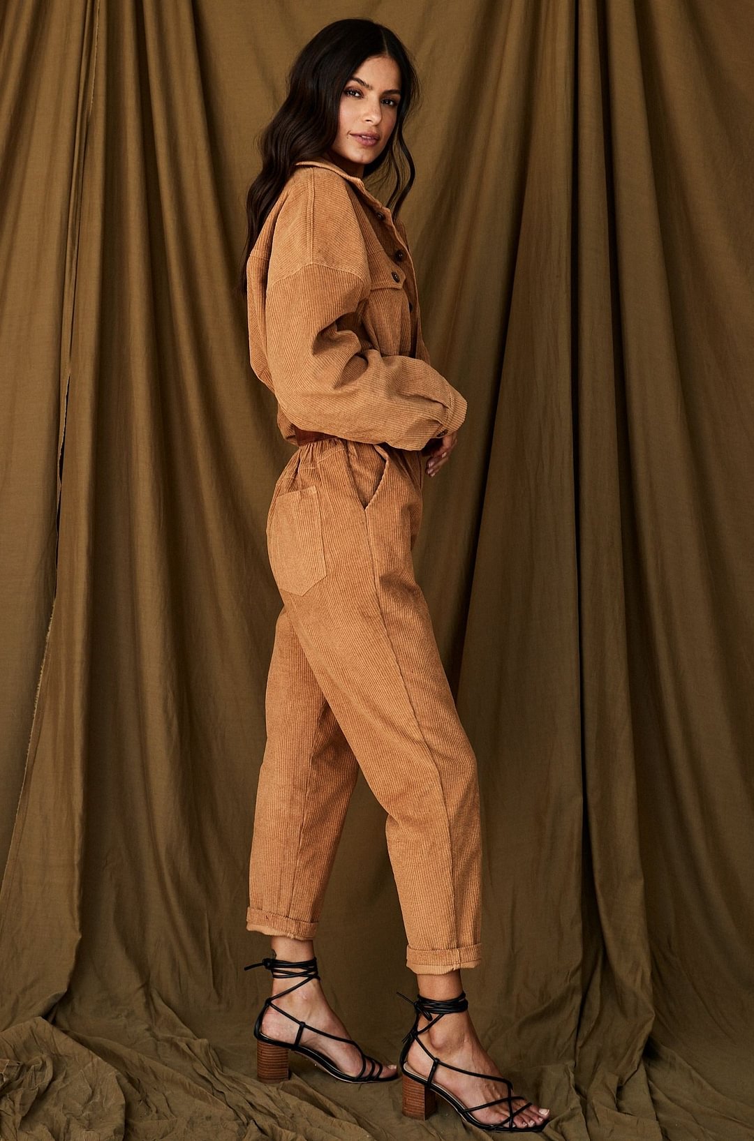 Hendrix Tan Corduroy Jumpsuit