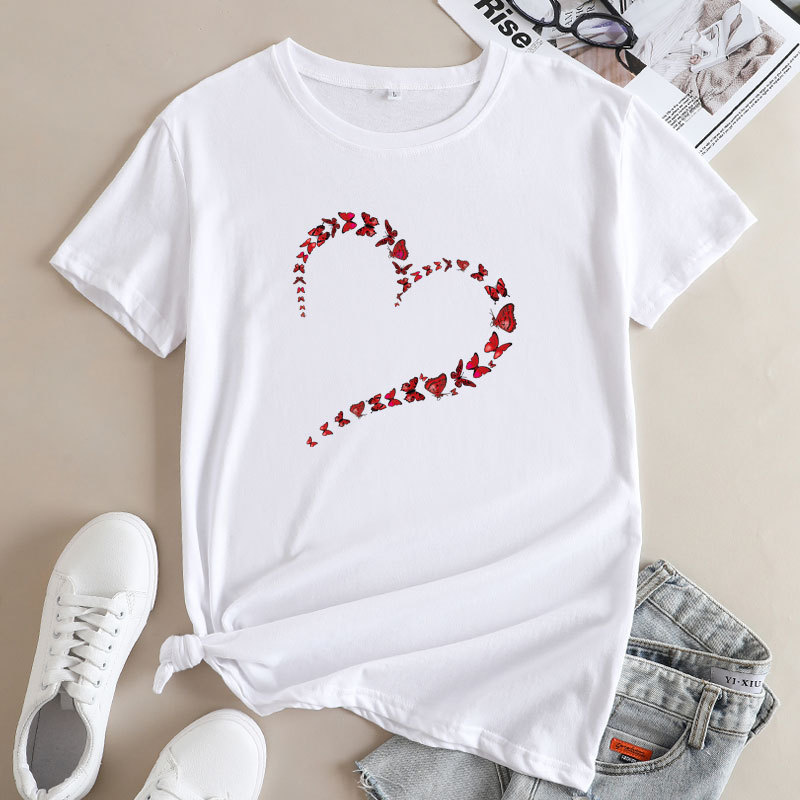 Heart Butterflies Women's Cotton T-Shirt | ARKGET
