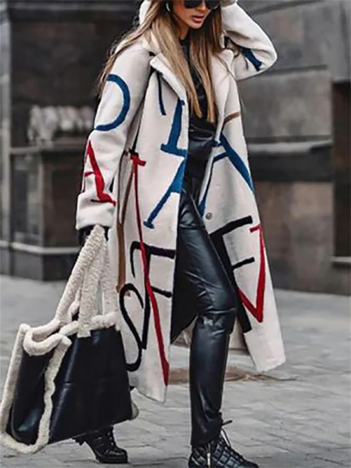 Collar Letter Print Fashion Coat | IFYHOME