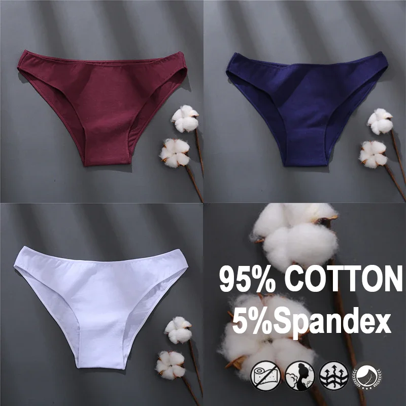 Billionm Women Sexy Cotton Panties Solid Color Underwear Simple Style Briefs Low Waist Breathable Panties Female Soft Intimates Lingerie