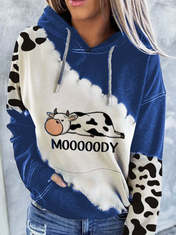 Cute Cow With Spot Printed Hoodie wearshes