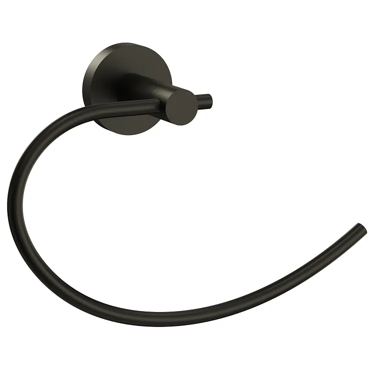 EVERSTEIN Modern Round Base Wall-Mount Hand Towel Holder Matte Black