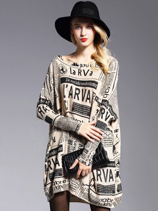 Vintage Loose Printed Split-Joint Sweater