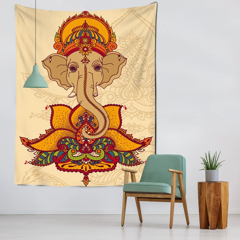 Elephant Indian Mandala Tapestries Multiple Sizes Wall Hanging Ganesha Tapestry Walls Decor Polyester Fabric Home Decor