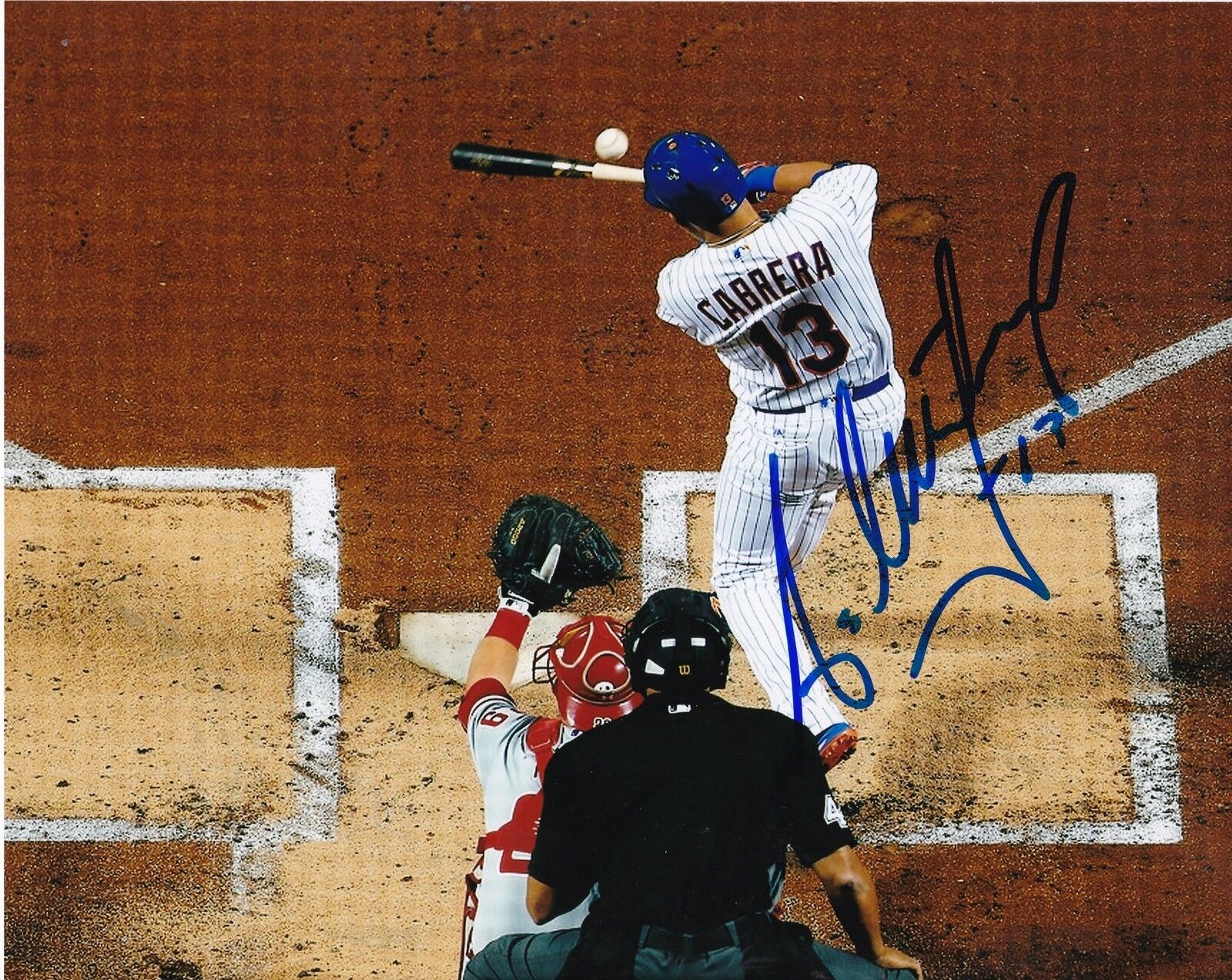 ASDRUBAL CABRERA NEW YORK METS ACTION SIGNED 8x10