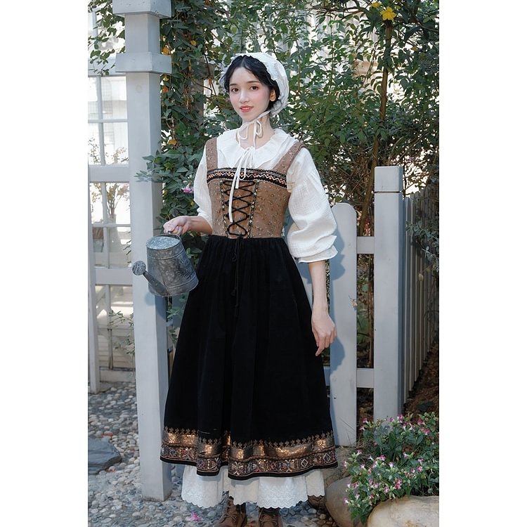 Fairy Tales Aesthetic Lace Up Ethnic Overall Dress QueenFunky