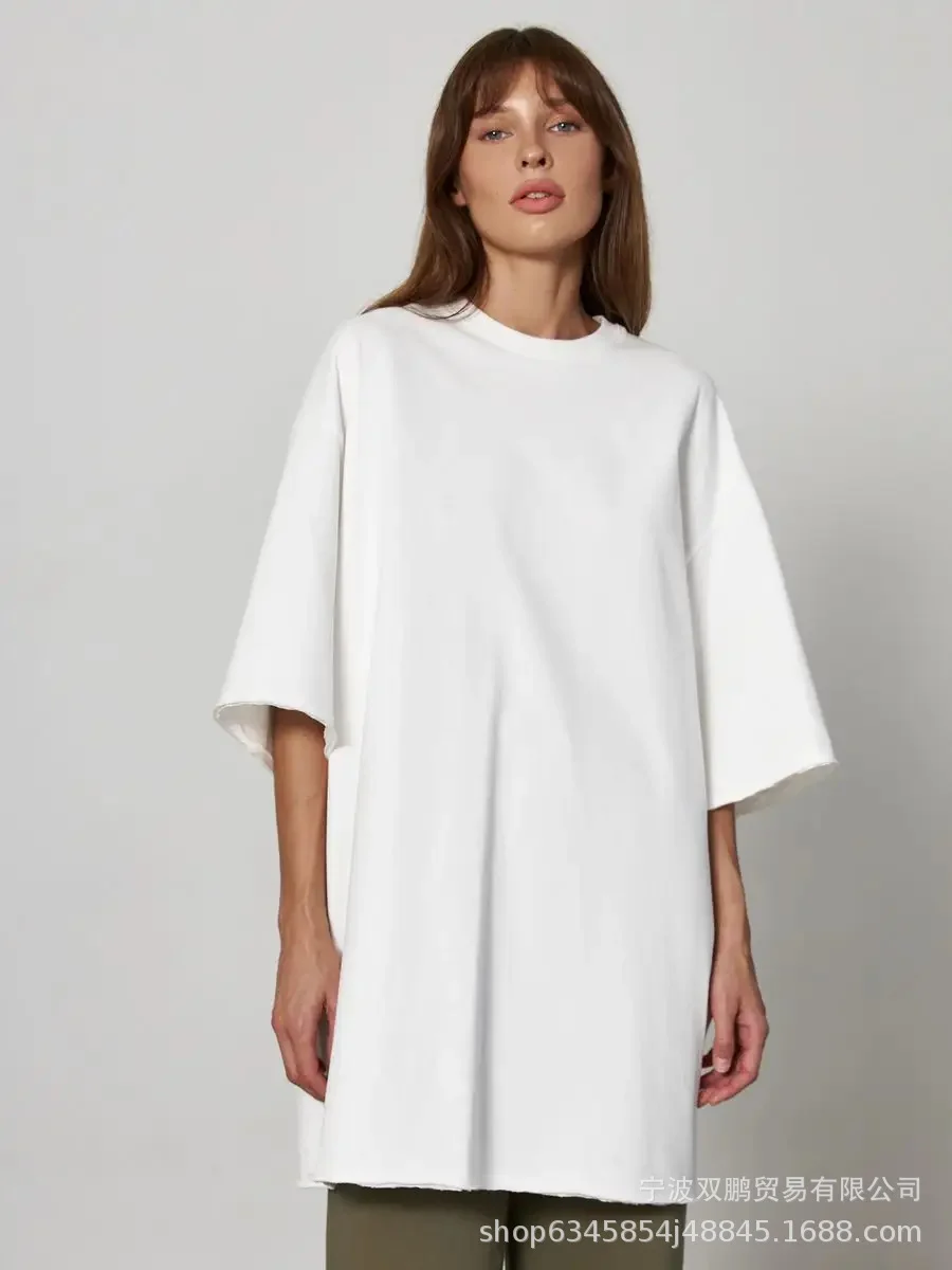 Athvotar Athvotar Spring Summer New 260G Cotton T-Shirt Hot Pure Color Short-Sleeved Women Loose Large Version 240003