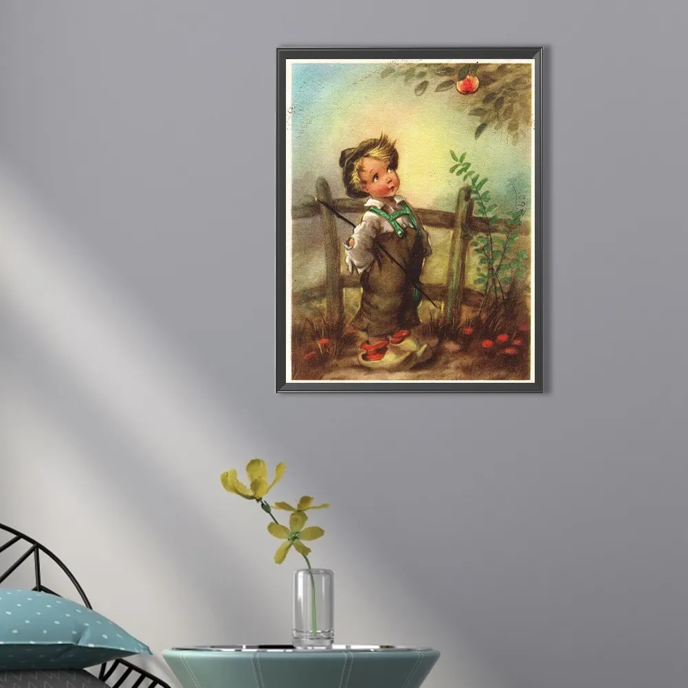 Full Round Diamond Painting 30*40cm - Retro Poster Kids