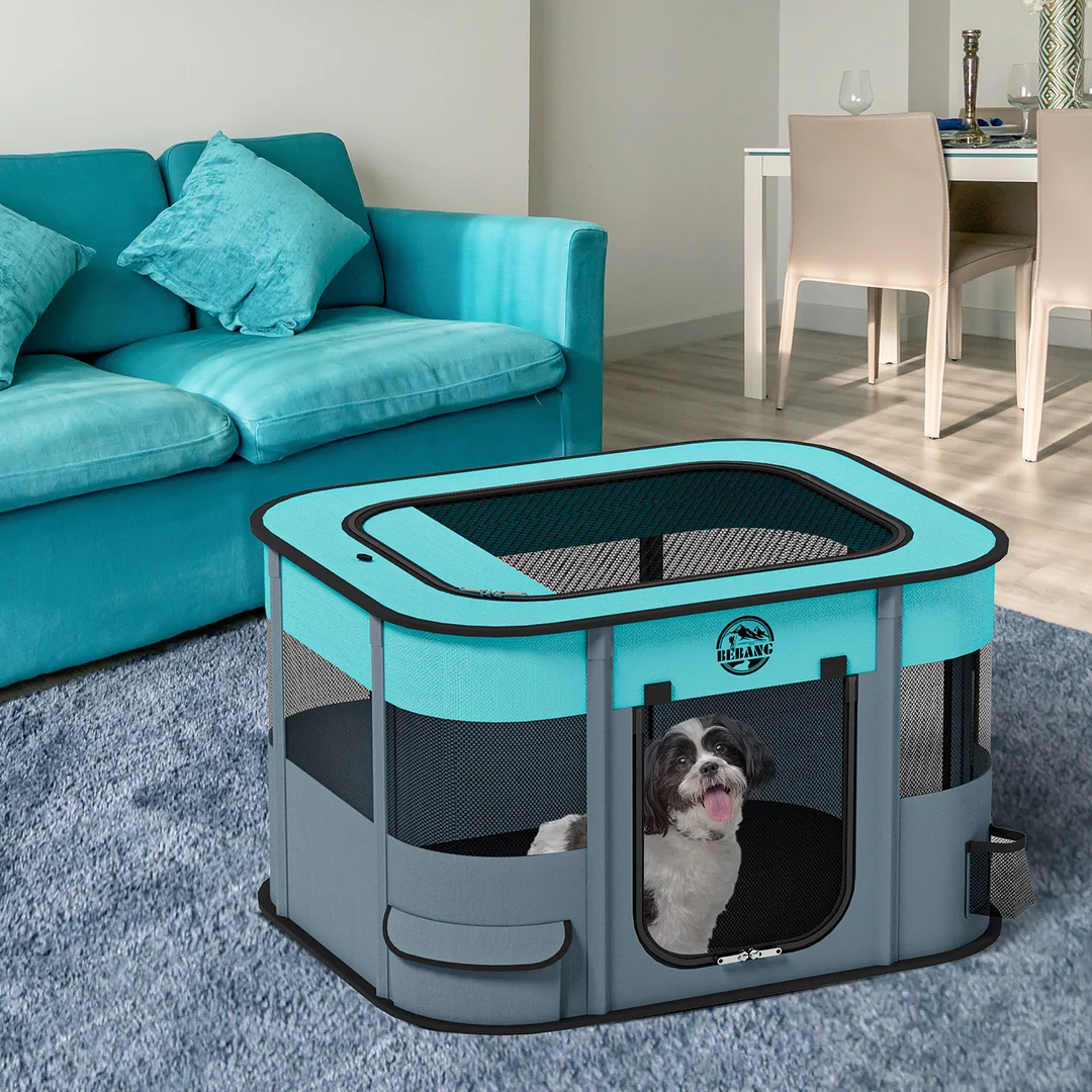 BEBANG Dog Playpen, Pet PlayPen for Indoors Outdoor for Small Dogs Portable Pet Crate Kennel House for Cats Rabbit Kitten (L)