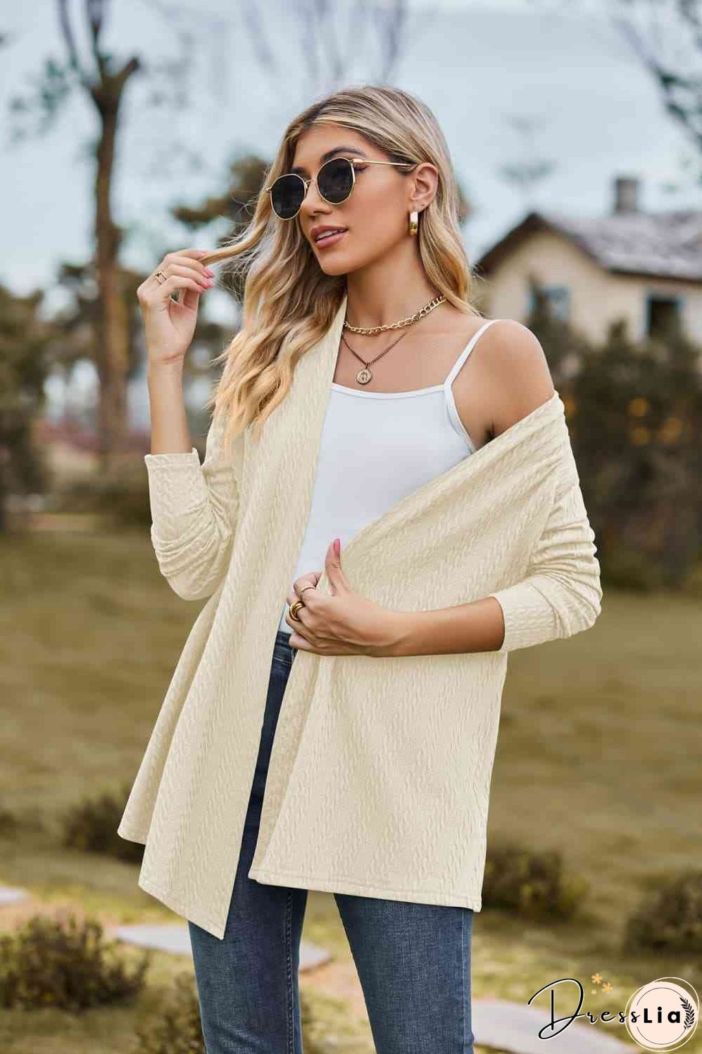 Open Front Long Sleeve Cardigan