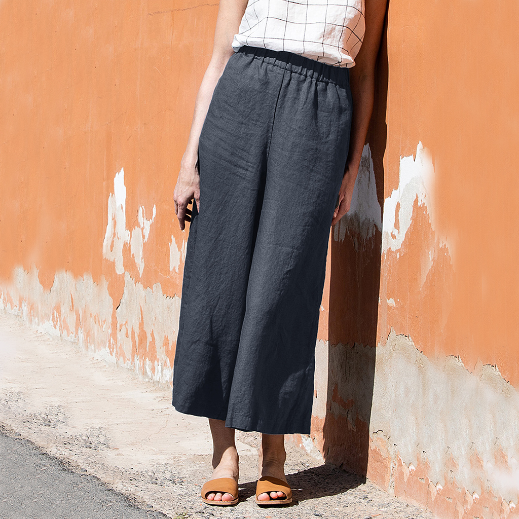 100% European Linen Wide-leg Pants REAL SILK LIFE
