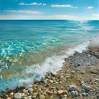 Beach With Bright Water - Diamond Painting