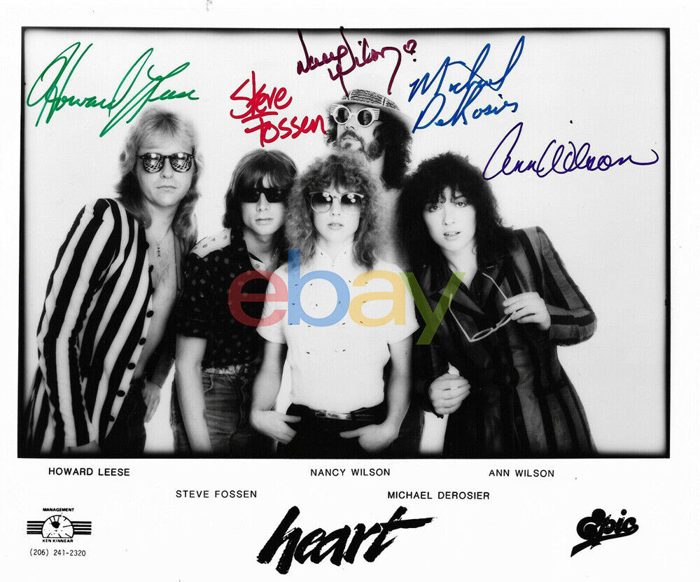 HEART BAND SIGNED VINTAGE GLOSSY 8X10 Photo Poster painting SIGNED BY ALL 5 reprint