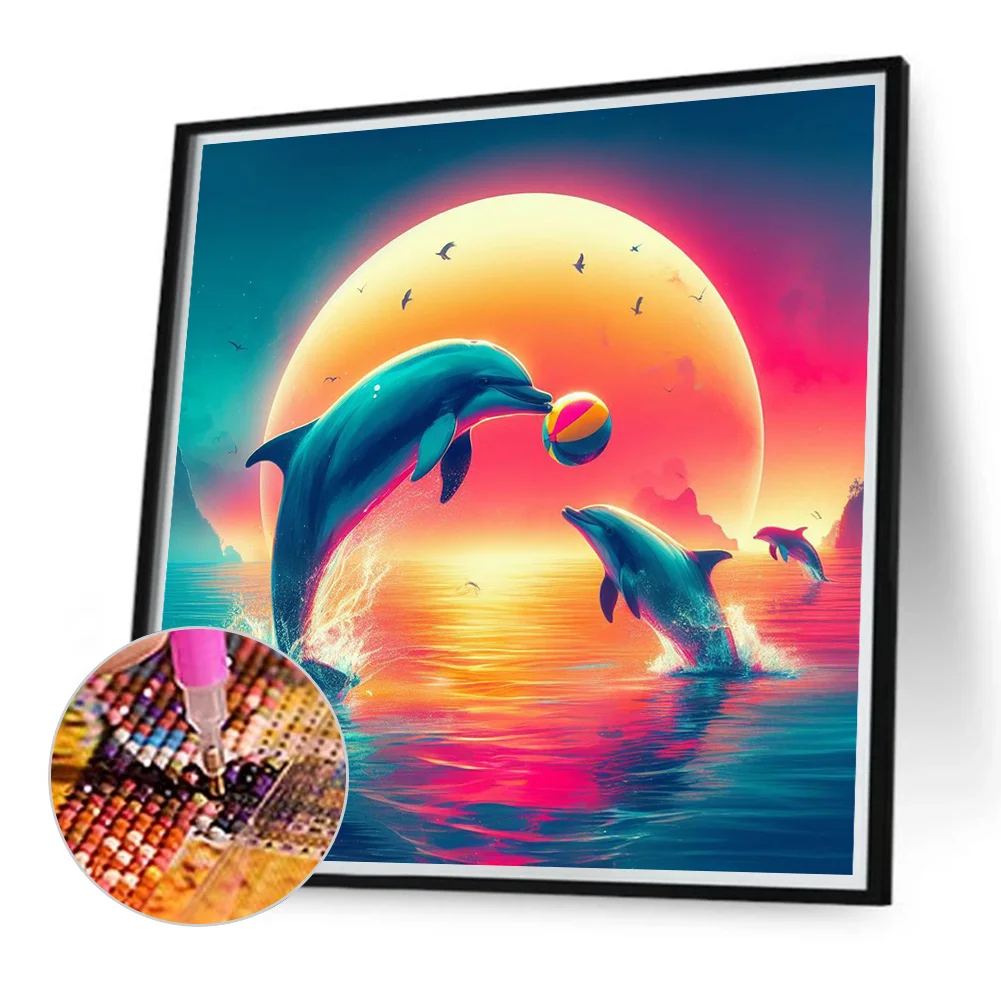 Diamond Painting - Full Round Drill - Dolphin(Canvas|40*40cm)