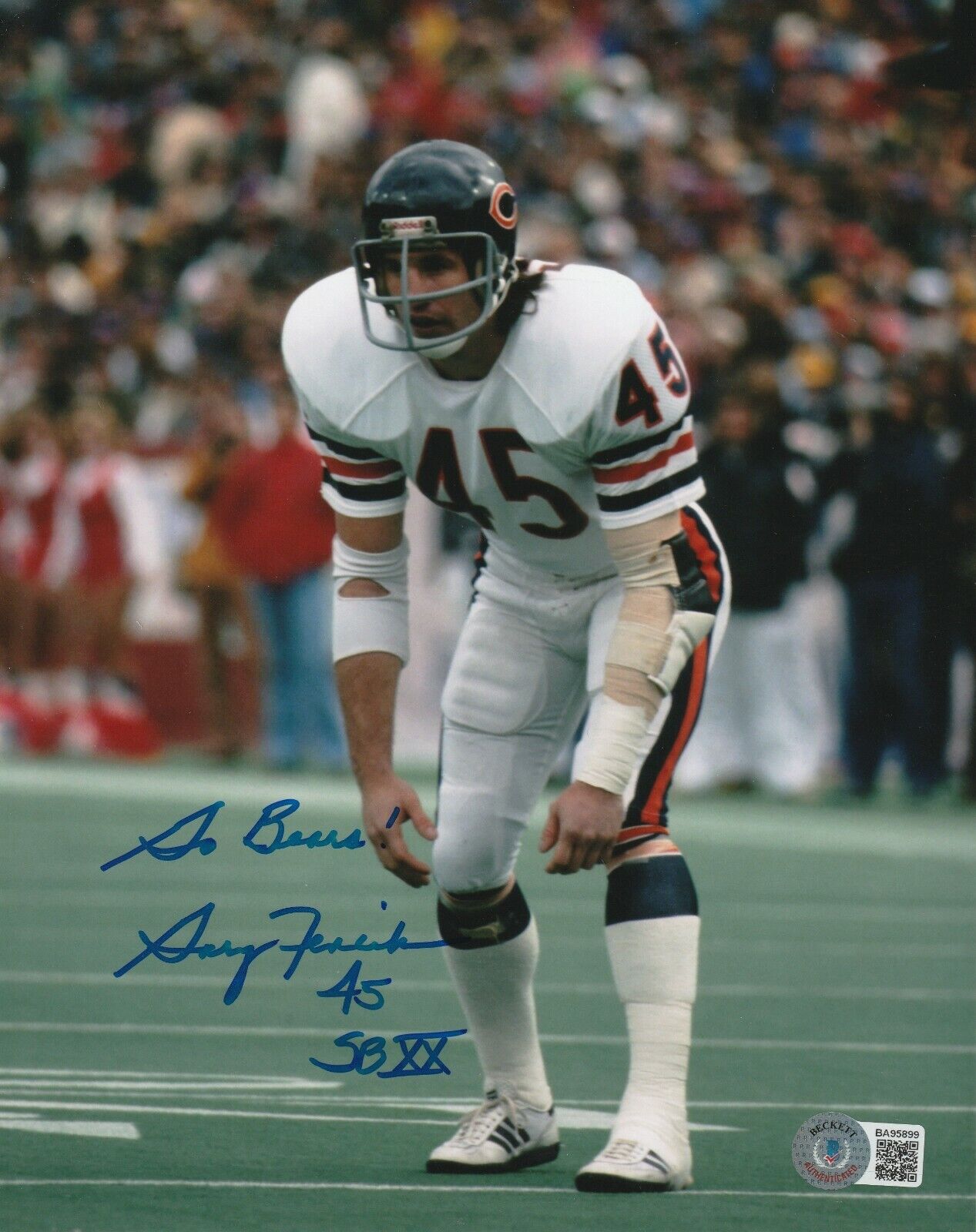 GARY FENCIK Signed Chicago BEARS 8x10 Photo Poster painting with Beckett COA (BAS) & 2 Inscrips