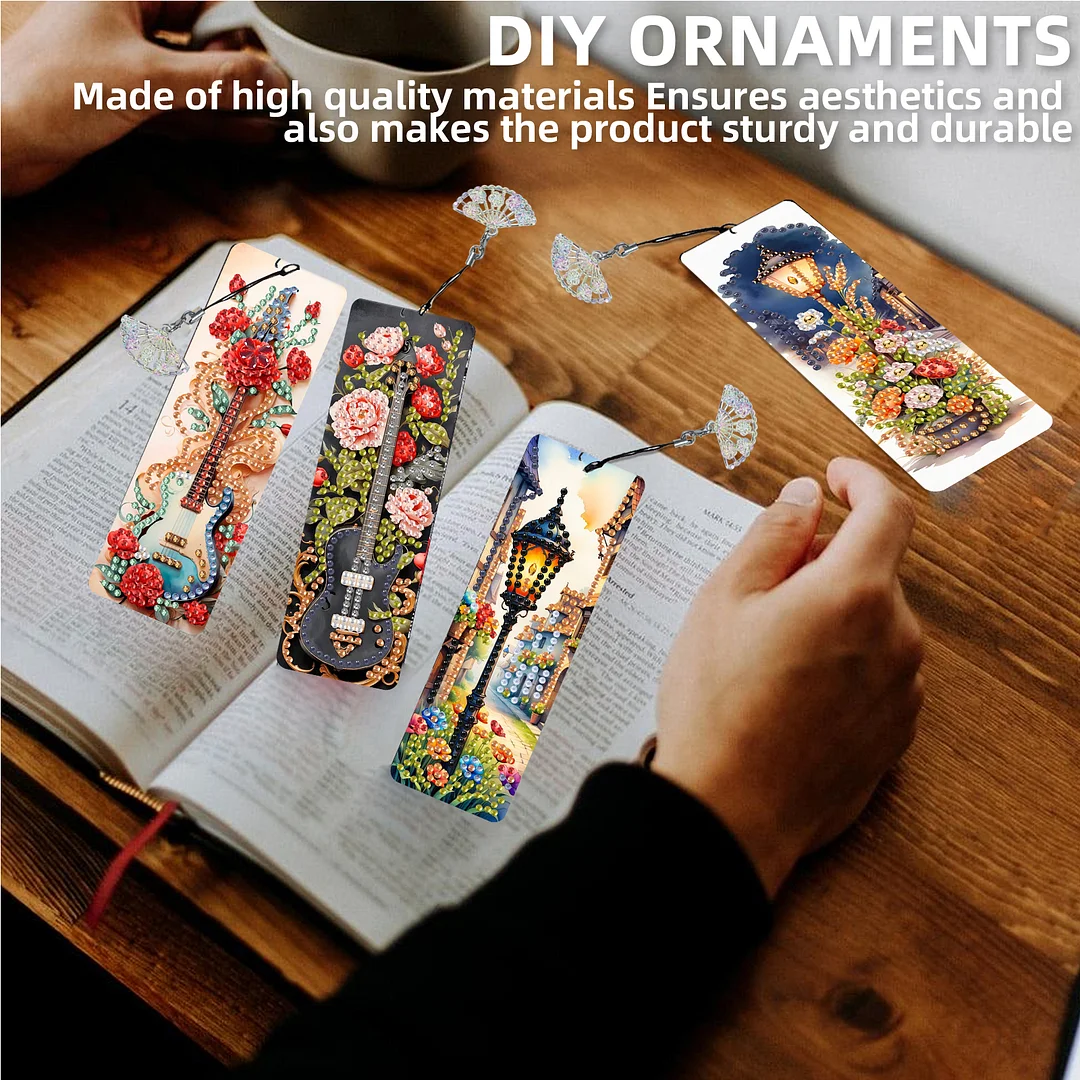 12Pcs Flower Scenery DIY Diamond Painting Bookmarks for Reading Enthusiasts