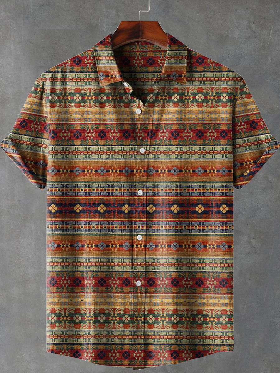 Africa Tribal Stripes Art Print Casual 100% Cotton Shirt