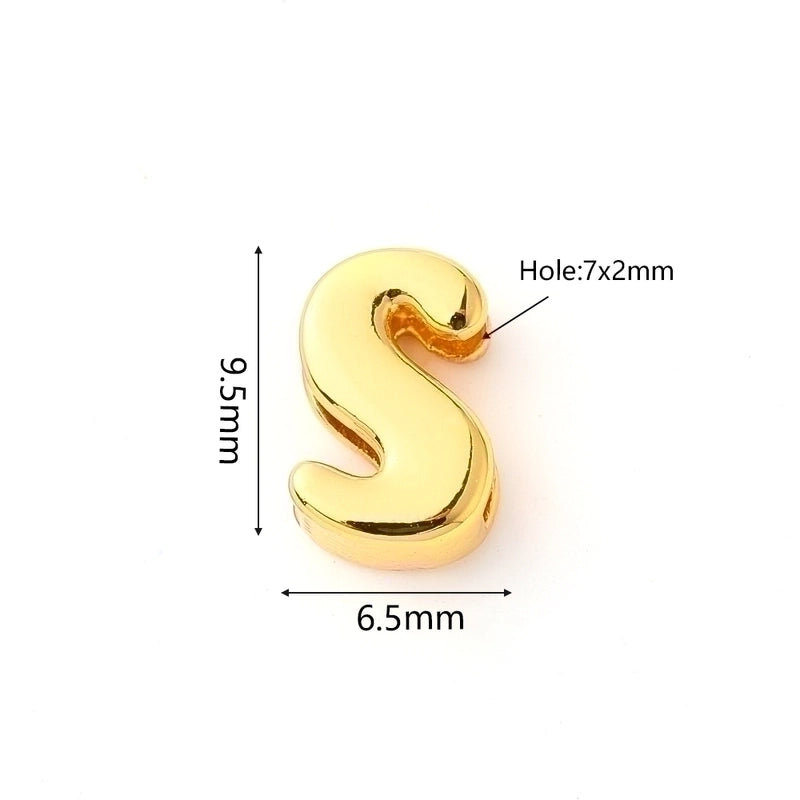 1 Pc/Package 9.5x6mm 9.5×7.5mm 9.5x8mm 7x2mm Copper 18K Gold Plated Letter Bubble Polished Beads