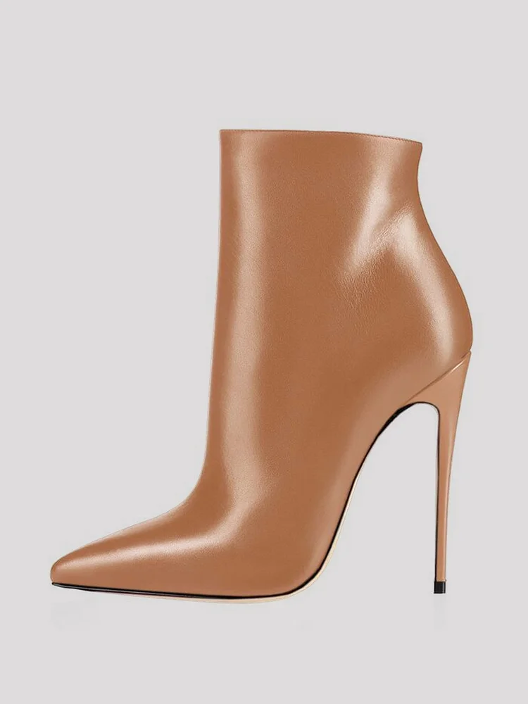 100mm Women's Closed Pointed Toe Stilettos Ankle Boots  Apricot Soles Party Wedding High Heel Pumps
