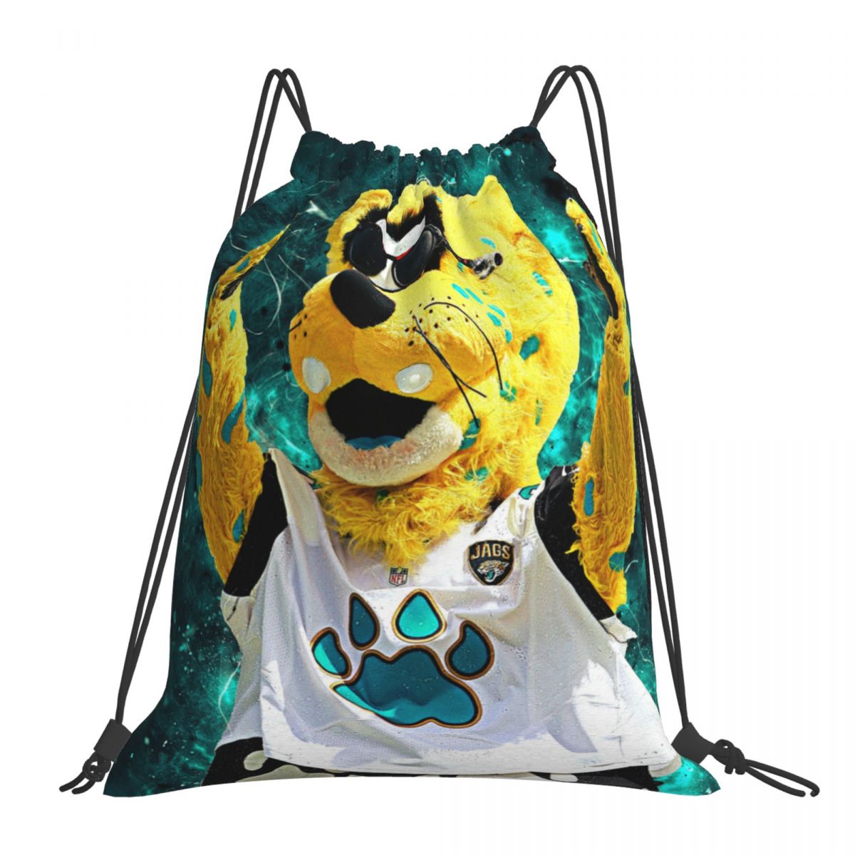 Jacksonville Jaguars Jaxson De Ville Waterproof Adjustable Lightweight Gym Drawstring Bag
