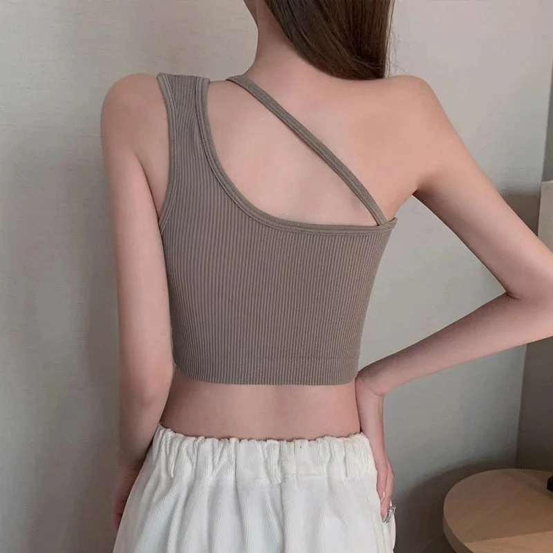 New Fashion Women Sexy Solid Camis Casual Tank Vest Sleeveless Black Crop Tops Padded Bra Sexy Streetwear Tanks Top